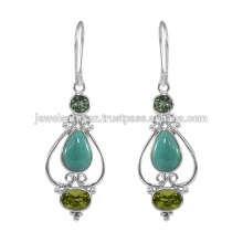 Designer Tibetan Turquoise Gemstone 925 Sterling Silver Earring Jewelry